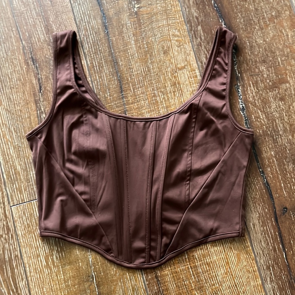 Brown corset tank top
